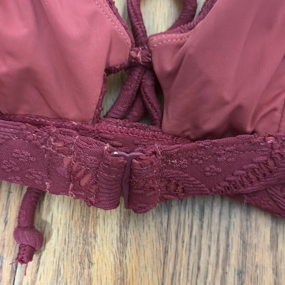 Andie Bikini Set Crete Top Super High Waisted Bottoms Syrah Red Lace size Small - Picture 4 of 10